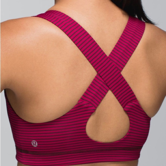 lululemon athletica Other - Lululemon All Sport Bra Hyper Stripe Bordeaux Drama Bumble Berry Size 6